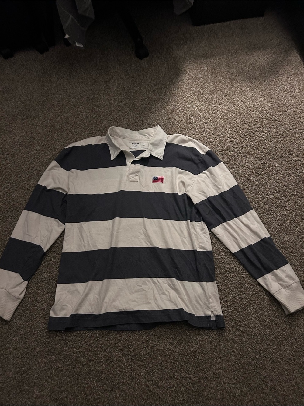 Ralph Lauren Men’s Navy & White Striped Rugby Polo